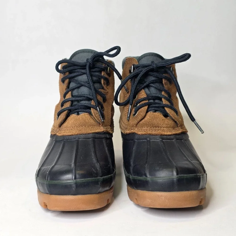 London Fog Ridge Women's Duck Boots Size 9 M Navy Brown Suede Waterproof Shoes